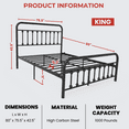 thumbnail image 4 of Golden Gate Beds Victorian Vintage Style King Size Metal Bed Frame with Wrought Iron Headboard and Footboard – Classic Platform Bed with 11" Storage Space, No Box Spring Required, Black Finish, 4 of 5