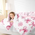 thumbnail image 3 of Manfei Cute Bow Cherry Blossom Full Size Comforter Sets,3D Cartoon Bowknot Print Bedding Comforter Set,Pink Reversible,3-Piece,1 Comforter and 2 Pillowcases, 3 of 7