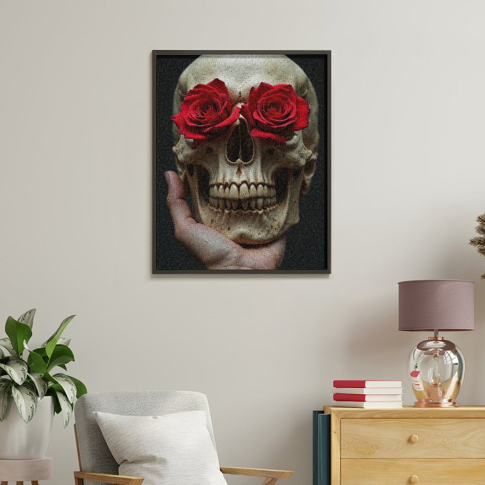 Paint By Numbers Kit for Adults Beginner - DIY Skull Roses Art Display Canvas Painting Kits for Adults, Frameless Paint By Number for Adults for Home Wall Decor 16x20 Inch