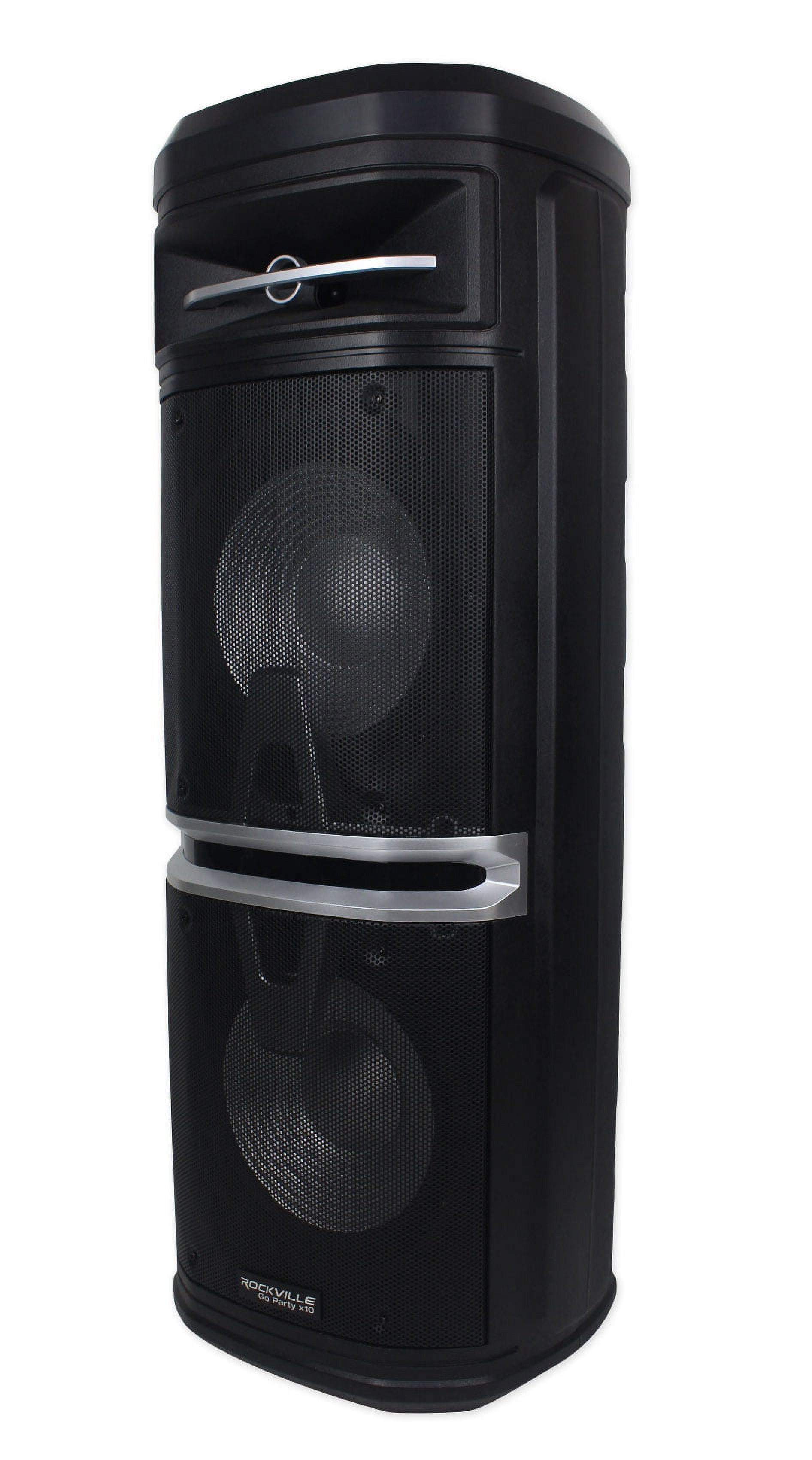 Rockville Go Party X10 Dual 10" Rechargeable Bluetooth Speaker+Wireless UHF Mic