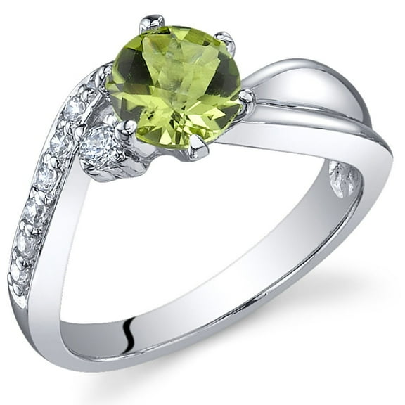 PEORA Peridot Ethereal Solitaire Ring for Women 925 Sterling Silver, Natural Gemstone, 0.75 Carat Round Shape 6mm, Comfort Fit, Size 5