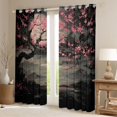 thumbnail image 2 of Manfei Ink Cherry Black Out Curtains for Home, Moon Mountain Curtains Pack of 2 (42x63 Each) for Office, Black Pink White, 2 of 6