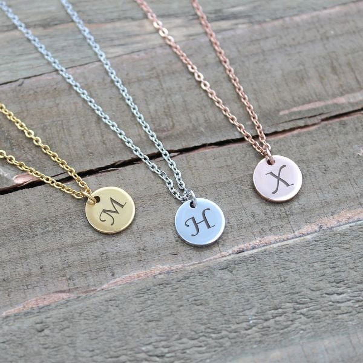 Anavia Personalized Round Letter Necklace Women's Silver Round Dainty Gift for Her Engravable Initial Letter Name Necklace Gift for Girlfriend WIfe Fiancee Free Jewelry Gift Box Ships Next Day