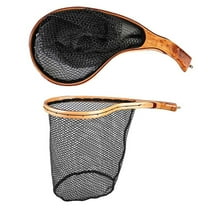 Light Wood Fly Fishing Landing Net 138 Inch Rubberized Micro Mesh Trout Stream Net Foldable Design With Copper Joints