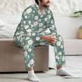 thumbnail image 7 of Daiia Flower for Men's Long-Sleeved Pajama Set – Soft & Comfortable Sleepwear Button-Up Pajamas Cozy Lounge Wear-Large, 7 of 7
