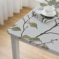 thumbnail image 4 of HAOXIT  Cotton Linen Waterproof Tablecloth for Dining Table Farmhouse Kitchen Rectangle Table Cloth Coffee Wrinkle Free Table Cover, Beige, Coffee Flower 52*52, 4 of 7