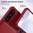 thumbnail image 4 of Dteck Wallet Case for Samsung Galaxy S25 Ultra ,PU Leather Phone Case with Magnetic Button Closure Credit Card Holder Slots, Stand Function, Lightweight Protective Slim Solid Fold Cover,Red, 4 of 8