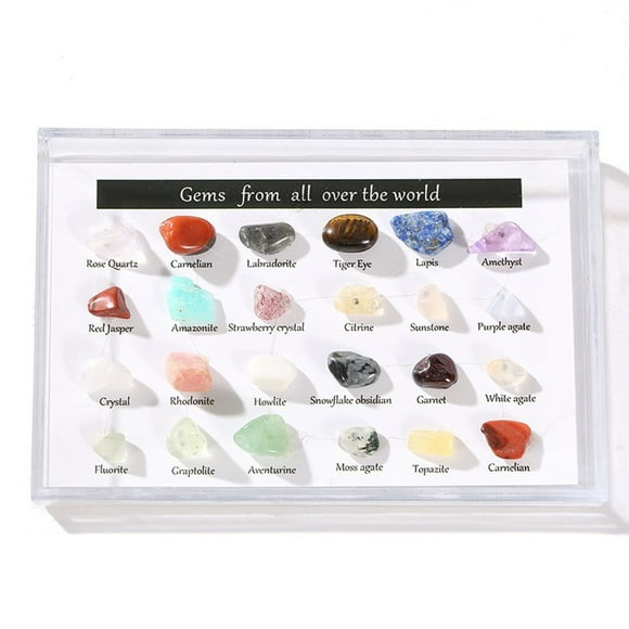 Crystals and Stones, Natural Crystal Agate Semi- Stones 24 Kinds of Specimens Stones and Crystals