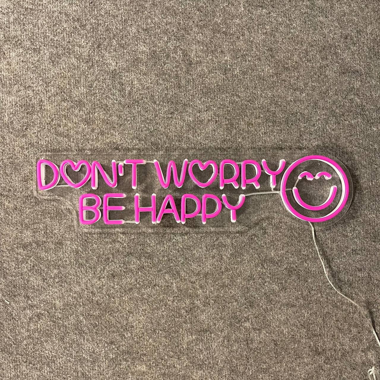 Glowneon Don't Worry Be Happy Neon Sign, Motivation Wall Decor