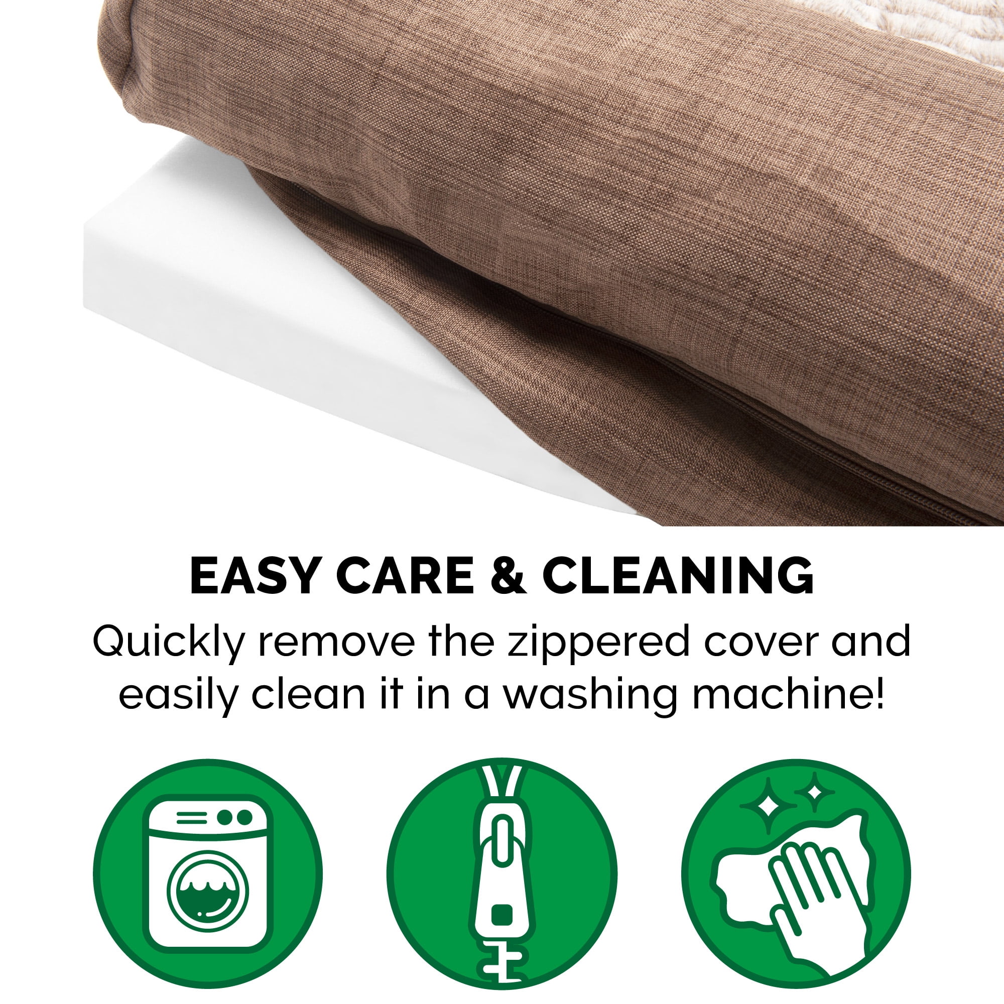 FurHaven Pet Products Luxe Fur & Performance Linen Orthopedic Sofa Pet Bed for Dogs & Cats - Woodsmoke, Jumbo Plus