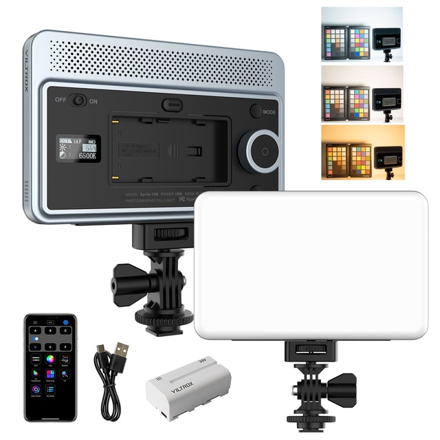 Lámpara de fotografía VILTROX Sprite 15B LED 18W 2800K-6800K Regulable 10 FX APP Control remoto