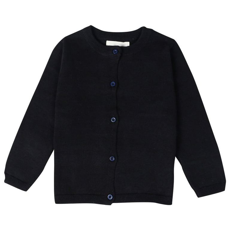 TQWQT Girls Black Cardigan Long Sleeve Open Front Kids Sweater