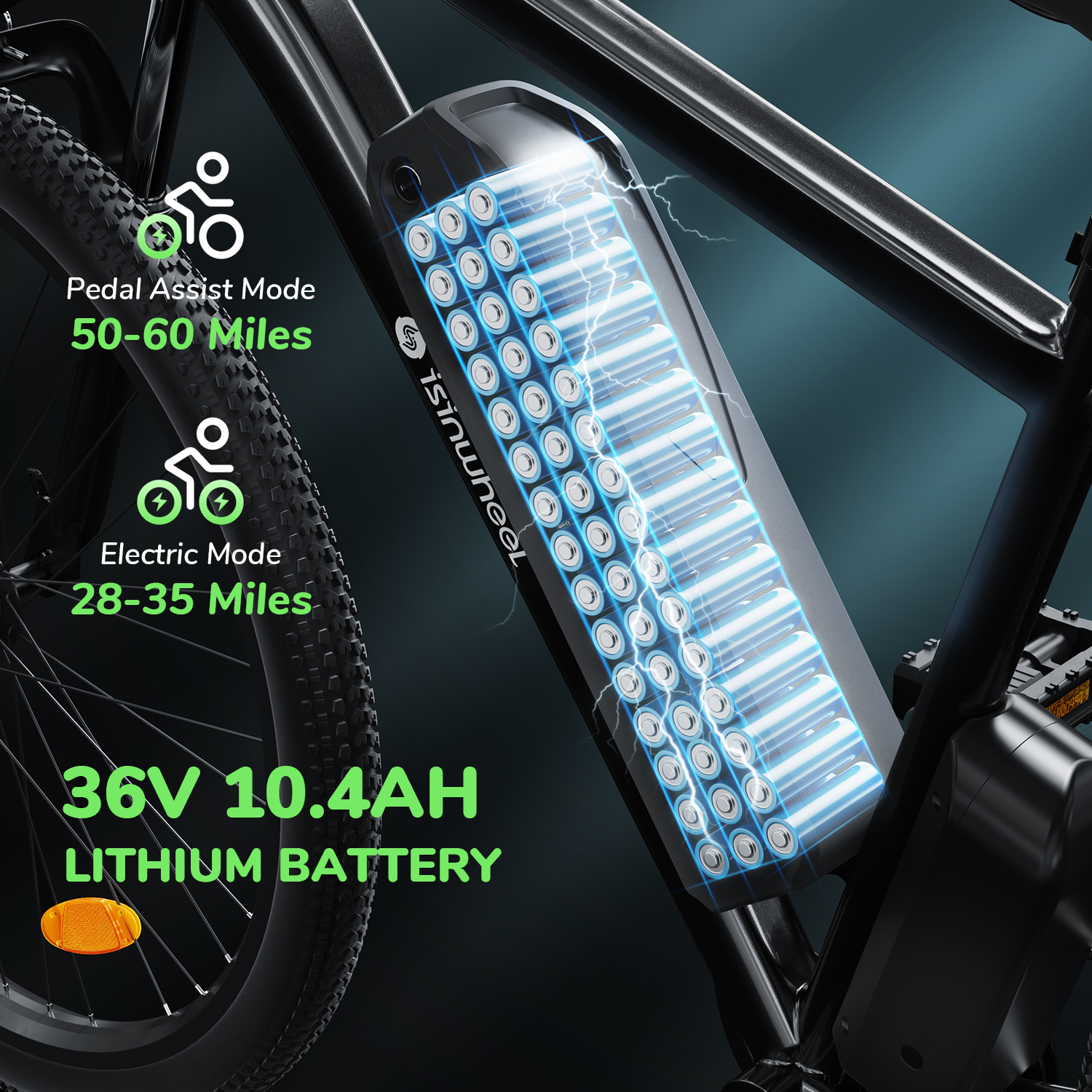 iSinwheel M10-W Electric Bike Adult 500W, 26"Commuting Electric Mountain Bike 20mph 55+ Miles, 36V Removable Battery, Professional 35-Speed, Front Fork Suspension Lightweight Electric Bicycle