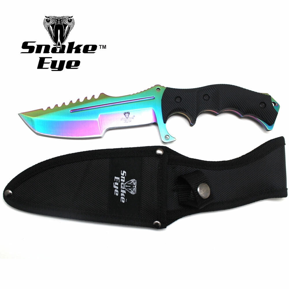 Snake Eye Tactical 11" Heavy Duty Fixed Color Blade Hunting Knife w/Nylon Sheath