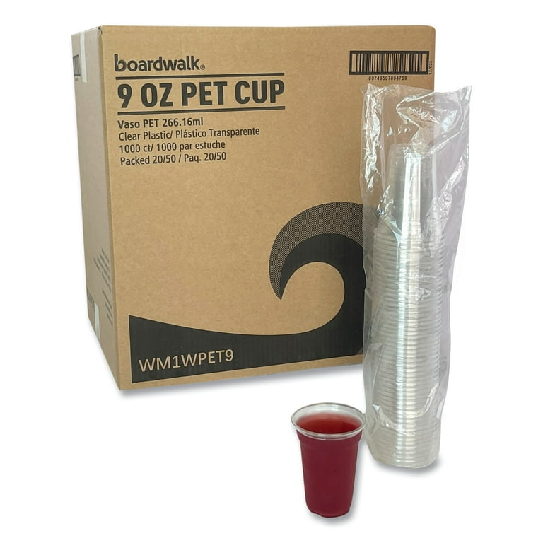 Clear Plastic Cold Cups, 9 oz, PET, 50 Cups/Sleeve, 20 Sleeves/Carton