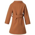 thumbnail image 4 of CUZIBR Girls Wool Overcoat Solid Color Long Sleeve Dress Coat Button Peacoat Notch Lapel Outerwear With Belt Pockets Winter Thick Warm Jacket ,Brown,3-4 Years, 4 of 8