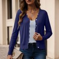 thumbnail image 5 of zaveiop Cardigan Sweaters for Women 2025 Long Sleeve Lightweight Button Down Tops V-Neck Knit Fall Winter Clothes (Dark Blue, M), 5 of 8