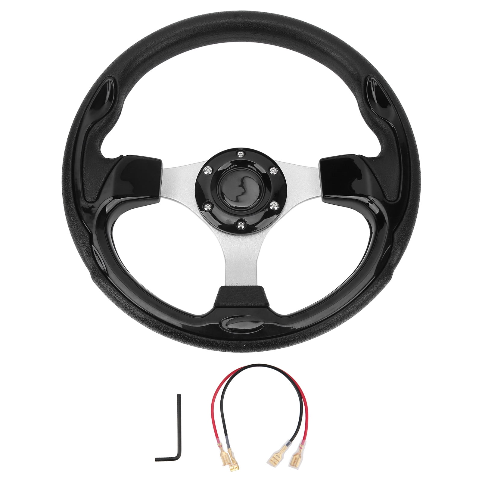 QYMOPAY 14" Universal Carbon Fiber Racing Steering Wheel - 3-Spoke, Quick Release, Black - View #5