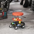thumbnail image 2 of HOMCOM Rolling Mechanic Stool, 300 LBS Capacity Garage Stool, Coral Orange, 2 of 10