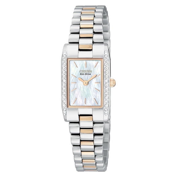 CITIZEN Women's Two Tone Silhouette Crystal MOP Watch EW9818-56D