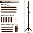 thumbnail image 2 of stusgo Coat Rack Freestanding,Wood Coat Tree with 8 Hooks and 3 Adjustable Section Height for Bedroom,2 Pcs,Dark Walnut, 2 of 5