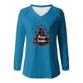 thumbnail image 5 of EchfiProm V Neck Shirts for Women Christmas Business Reindeer Long Sleeve Xmas Graphic Females Tee Shirts Sky Blue, 5 of 6