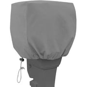 Umbrauto Outboard Motor Cover Waterproof Boat Motor Covers 600D Heavy Duty Motor Hood Cover Outboard Engine Cover Upgraded with Thick Polyester Fabric Grey
