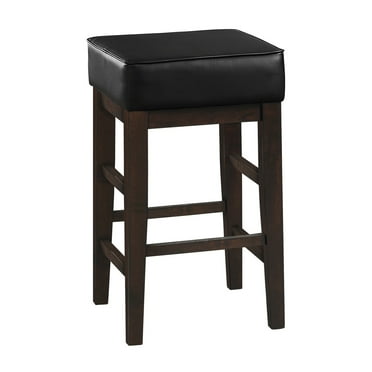 Benjara BM314434 Vin 26 in. Counter Height Stool - Faux Leather Seat - Dark Brown & Black - Set of 2