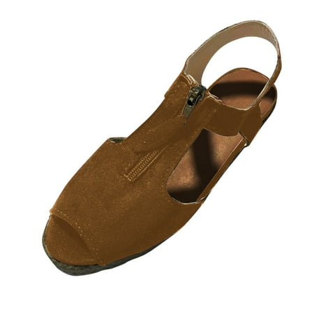 

Aayomet Platform Sandals Leisure Wedge Heel Breathable Fashion Outdoor Women s Sandals Casual Shoes Women s sandals Brown 9.5
