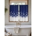 thumbnail image 4 of Blue Christmas 2 Panel Kitchen Curtains for Windows, Xmas Snowflakes Snow Winter Bathroom Privacy Curtain, Home Décor Window Treatment for Bedroom/Living Room 55"x45", 4 of 6