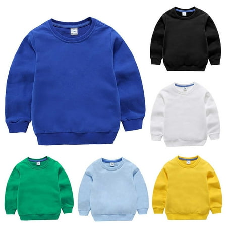 

PEZHADA Winter Kids Hoodies Boys Girls Children Solid Color Children s Sweater Pullover Outerwear (1-10Years）