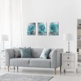 thumbnail image 5 of Teal Blue Flower Wall Art Turquoise Rose Painting Canvas Print Bedroom Decor Still Life 3 Pieces Home Decor Modern Black and White Floral Pictures for Bathroom Kitchen Living Room Ready to Hang, 5 of 6
