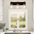 thumbnail image 2 of Depuley Indoor Black Wall Sconce Light Fixture with 3 Clear Glass Lamp Shade E26 Base for Powder Room, Hallway, Kitchen, Mirror, Laundry Room, 2 of 8