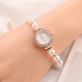 thumbnail image 3 of Women Faux Pearl Bracelet Watch Adjustable Strap Round Rhinestone Dial Ladies Casual Formal Dress Quartz Wristwatch Fashion Jewelry Accessory, 3 of 8