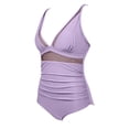 thumbnail image 6 of Womens Sexy Mesh One Piece Swimsuit Ruched Slimming Shapewear Bathing Suit Swimwear High Waisted V Neck Swimsuit Sets for Women, 6 of 6