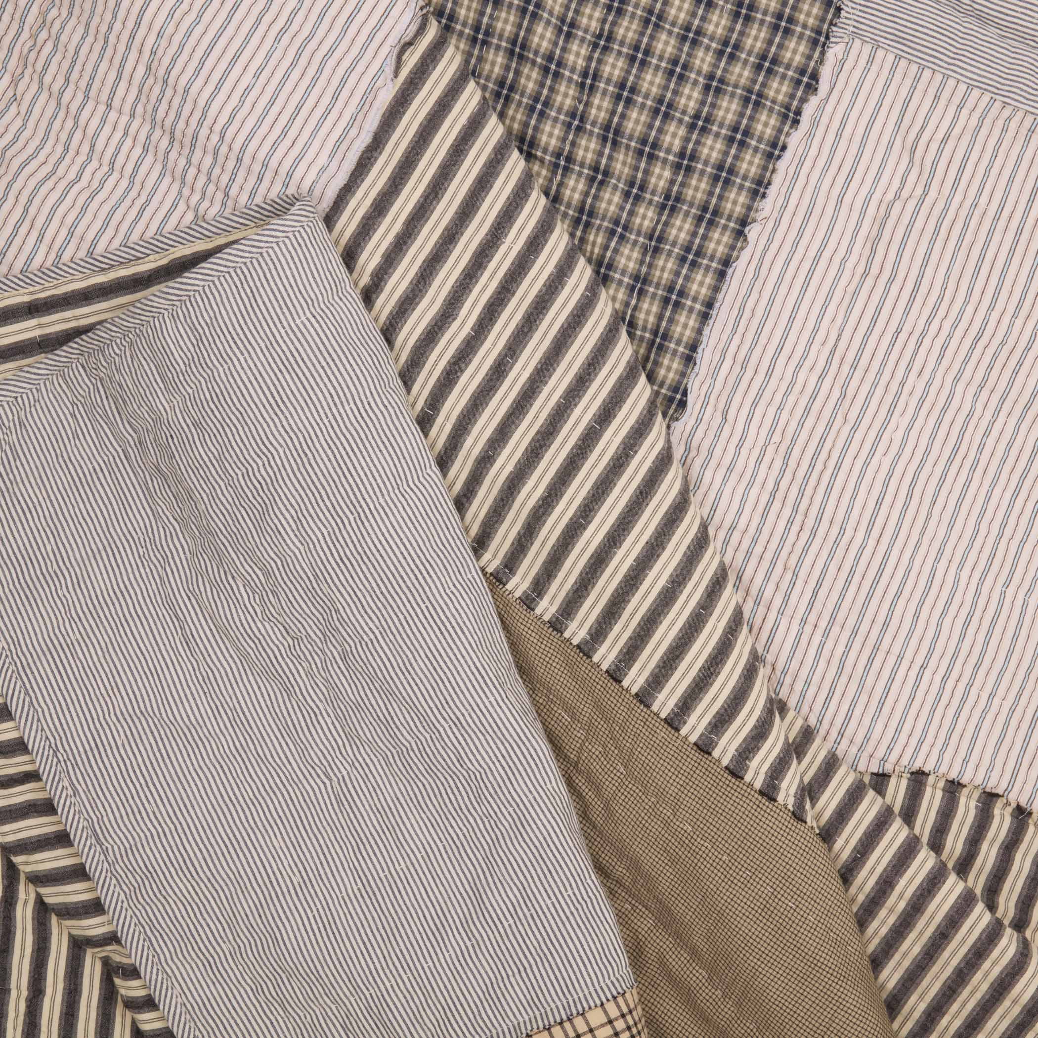 VHC Brands Ashmont Patchwork Quilt, California King-115Lx130W, Warm Grey
