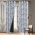 thumbnail image 4 of Vargottam Printed Blackout Curtains - Blue Bird Pattern, Set of 2 Panels, 42 x 72 Inches - Room Darkening, Thermal Insulated Window/Door Drapes with Grommets, 4 of 9