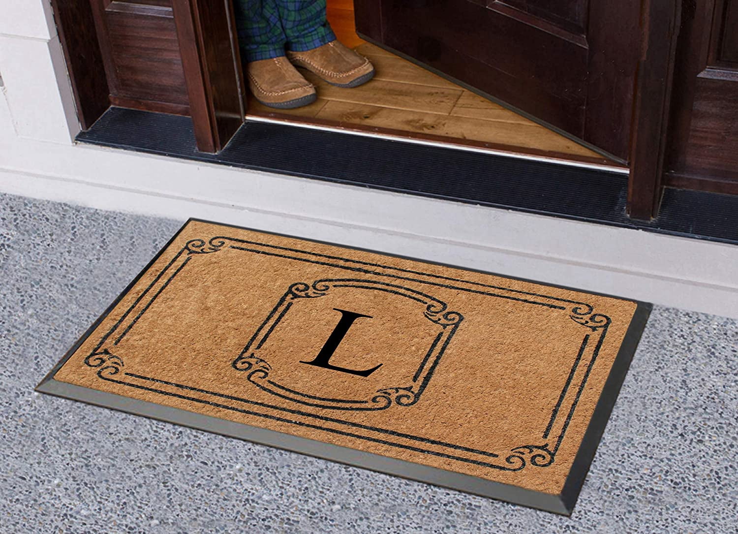 A1 Home Collections Rubber and Coir Molded Door Mat 30x48 Inch Designer Hand-Crafted ,Personalized ,Double/Single Door Mat
