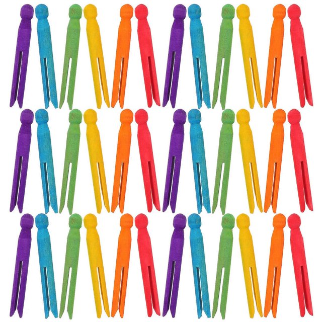 Wooden Clothespins for Crafts with Strong Grip 50Pcs Rustic Round Design
