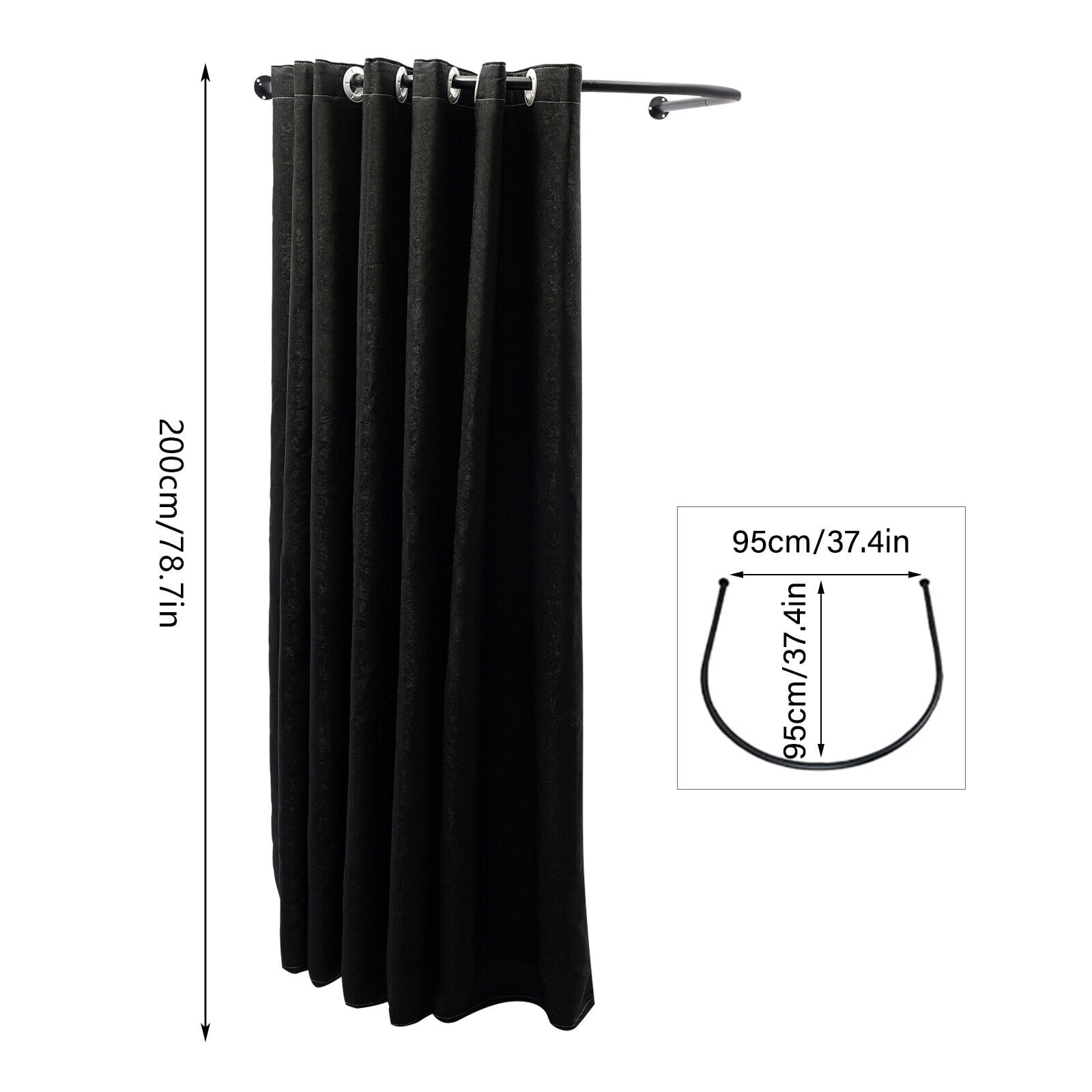 Clothing Store Fitting Room U-Dressing Room for Privacy Protection +Room Divider Black