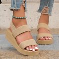 thumbnail image 6 of EliteGoogv Womens Wedge Sandals Platform Sandals Summer Beach Shoes For Women Slip On Espadrille Sandals Comfortable Casual Walking Shoes Womens Sandals Khaki US :6.5, 6 of 9
