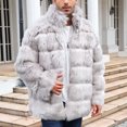 thumbnail image 6 of Penkiiy Men’s Faux Fur Short Coat Winter Leopard Warm Thicken Jacket Cardigan Fluffy Soft Plush Outerwear Overwear Faux Fur Coat Men Gray, 6 of 9