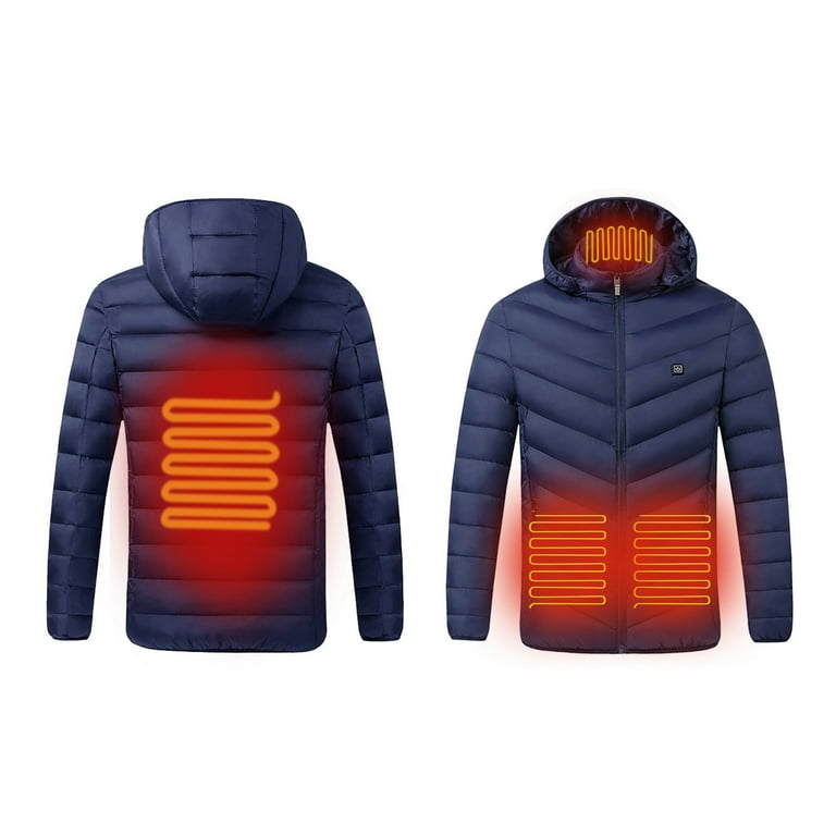 JUUYY Heated Jacket for Men and Women Heated Coat Heated Hoodie 4 Heating Zone Warming Jackets USB Rechargeable Electric Heated Jacket Blue M Walmart