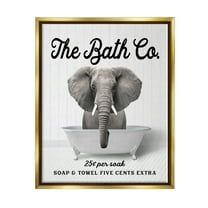 Stupell Industries Vintage Bath Ad Elephant Animals & Insects Painting Gold Floater Framed Art Print Wall Art, 17 x 21