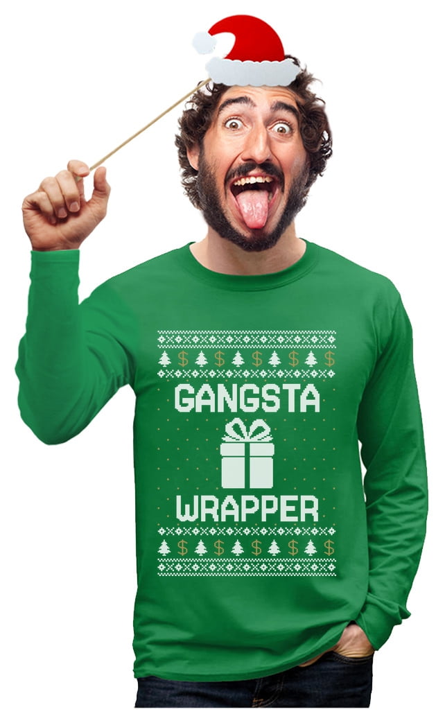 Gangsta Wrapper Ugly Sweater Youth T-Shirt Merry Jolly Christmas Xmas Kids Tee 