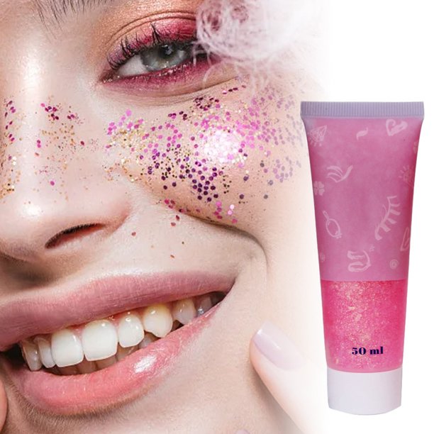 Gel de maquillaje con purpurina para el cuerpo, la cara y el pelo, accesorios para festivales y raves, lentejuelas para mujeres, sombra de ojos para fiestas, 50 ml