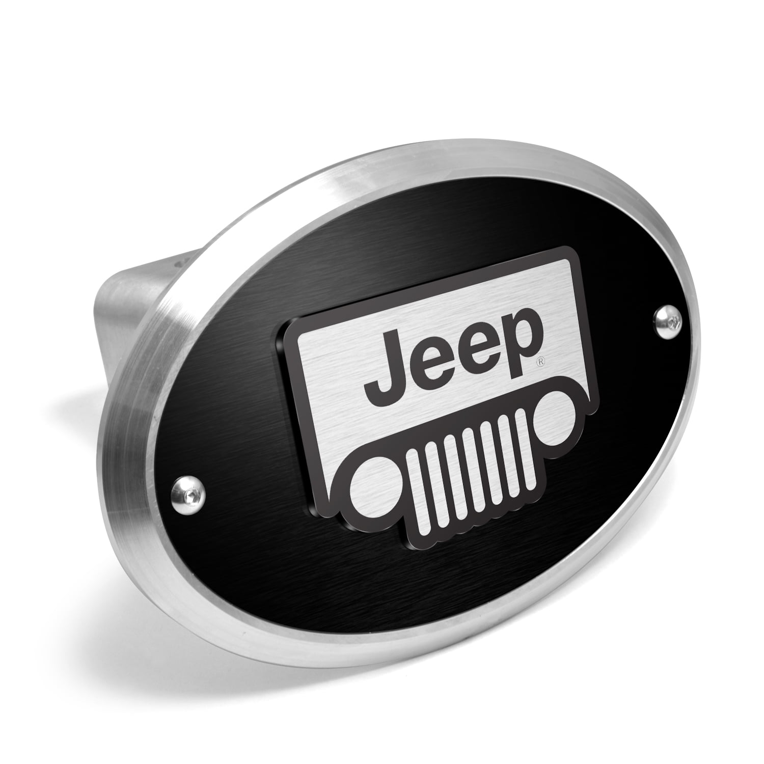 Jeep Brushed Metal Trailer Towing Hitch Receiver Plug Cover 