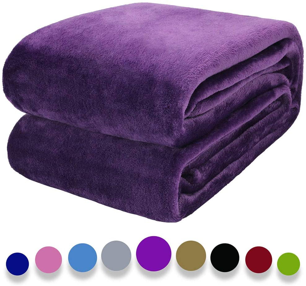 Howarmer Exquisite Fuzzy Blanket Purple Throw Blankets All Season Light