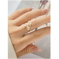 thumbnail image 3 of Dainty Flower Ring for Women Sparkling Cubic Zirconia Daisy Open Statement Rings Pearl Chic Engagement Promise Ring Wrap Finger Band, 3 of 5