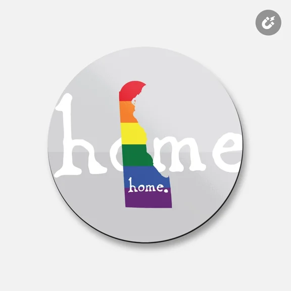 Delaware Usa State Rainbow Map Home | 4'' X 4'' Round Decorative Magnet